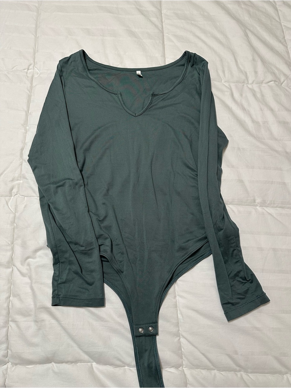 Classic Long-Sleeve Scoop Neck Bodysuit - Dark Eucalyptus